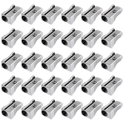 48 Pack Metal Mini Pencil Sharpeners Bulk Handheld Silver Single Hole Aluminum Alloy Handheld Sharpener Manual Pencil
