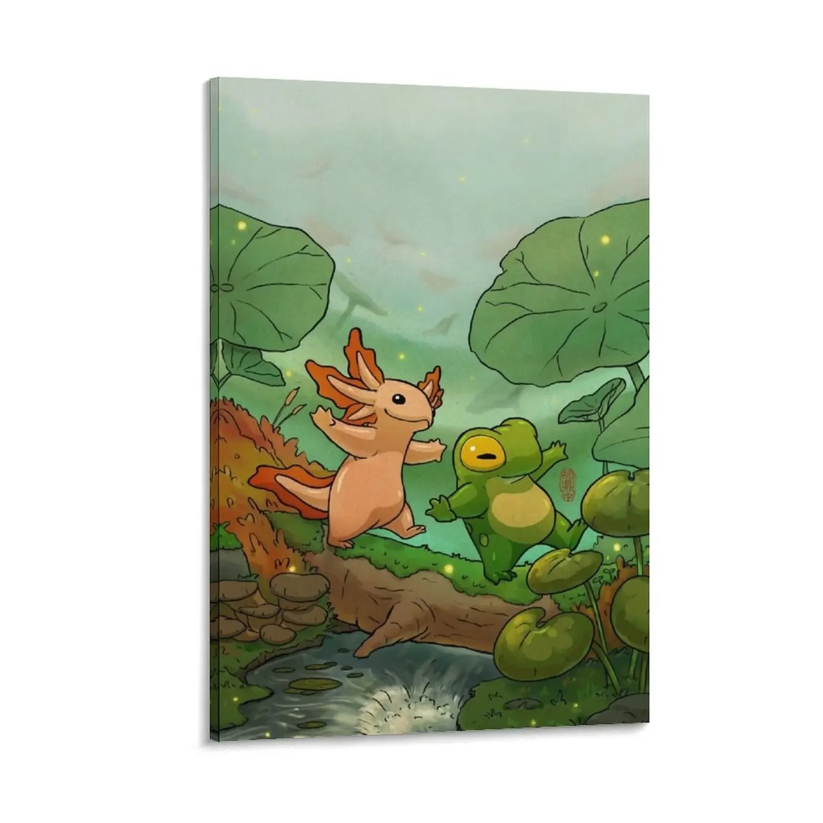 

Frog Axolotl Amphibian Friends Poster magical asian style artwork Canvas Painting wall art Decoration art