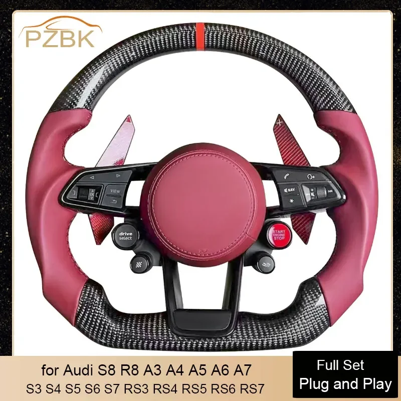 

4 Start Button Carbon Car Steering Wheel for Audi S8 R8 A3 A4 A5 A6 A7 Q5 Q7 Q8 S3 S4 S5 S6 S7 RS3 RS4 RS5 RS6 RS7 OEM Any Color