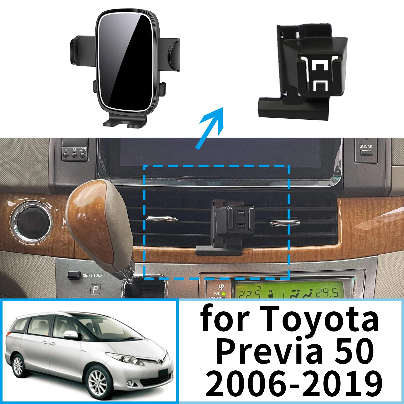 

fit for Toyota Previa 50 2006-2019 XR50 Estima Tarago Stable Clip-On Phone Holder​​ Mount Screen Base No Vibration​ accessoires
