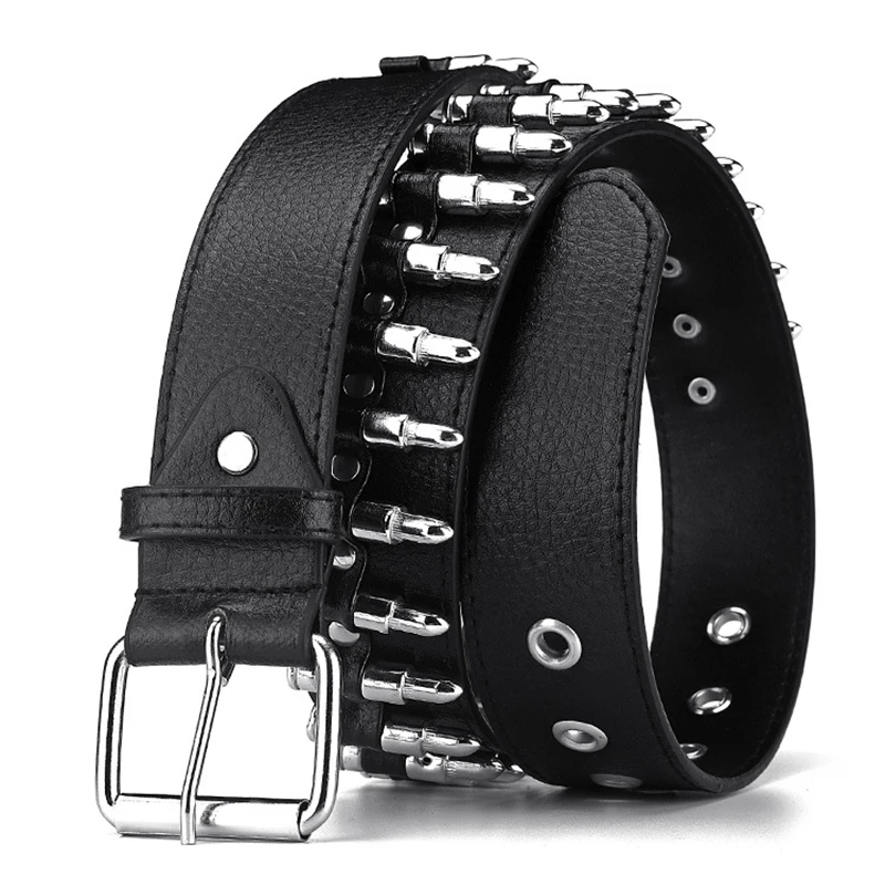 Fashion Square Bead Rivet Belt Metal Belt Men Punk Hardware Jeans Belts Y2K Belt Designer Belt For Male Black Belts