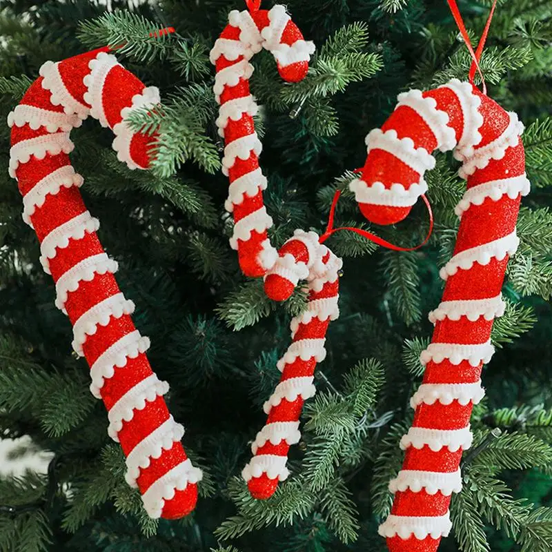 Christmas Candy Canes Hanging Ornaments Xmas Tree Lollipop White Red Pendants 2024 Christmas Decoration For Home New Year Noel