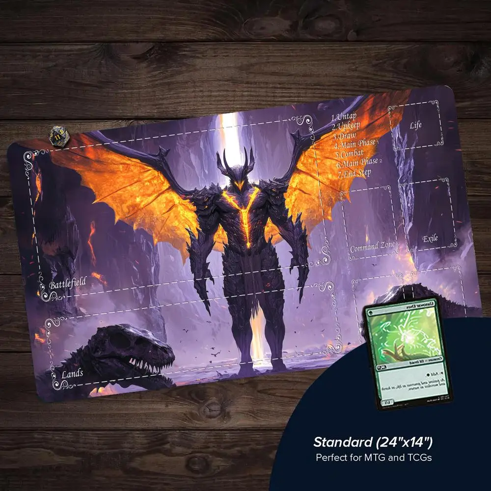 Terrifying Hell Demon Warrior TCG Playmat Magic Card Mat Stitched Edge Non-Slip Durable Tabletop playmat Board Game Mat for TCG