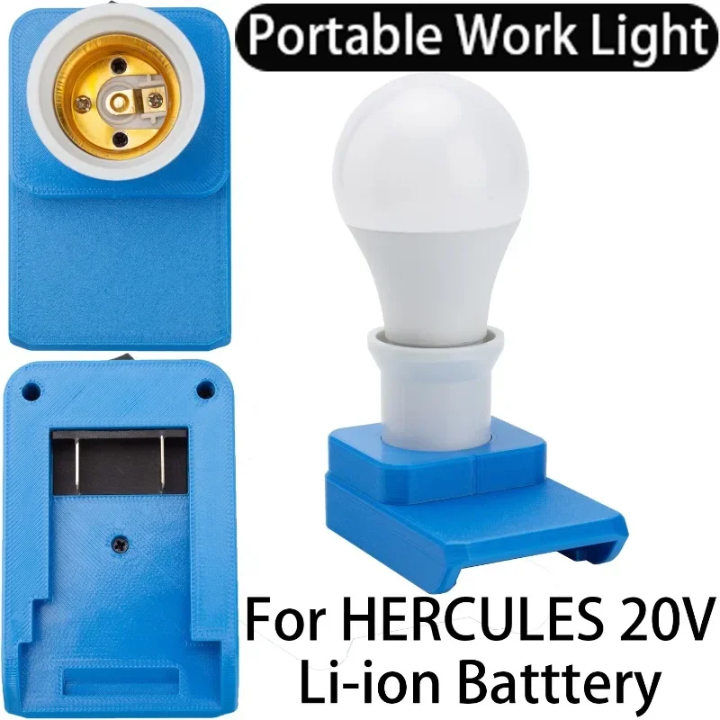 휴대용 무선 LED 작업등, 실내 및 실외 비상 램프, HERCULES 20V 배터리 구동 전구, 5W, E27