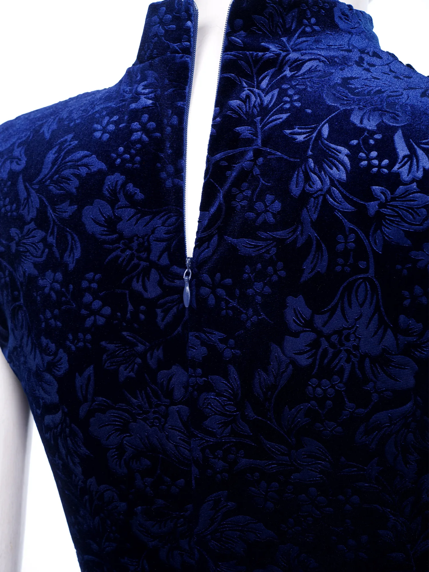 Cheongsam con dobladillo dividido, vestido elegante ajustado para mujer, Vestidos de terciopelo Jacquard, Vestidos florales sin mangas para mujer, vestido de noche Formal