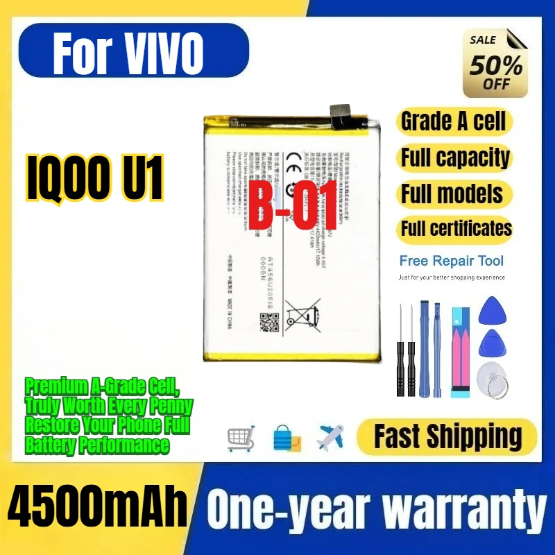 B-O1 for VIVO IQOO U1 Mobile Phone Battery 0Cycle High Quality High Capacity Battery Replacement Bateria Grade A Cell with Tools