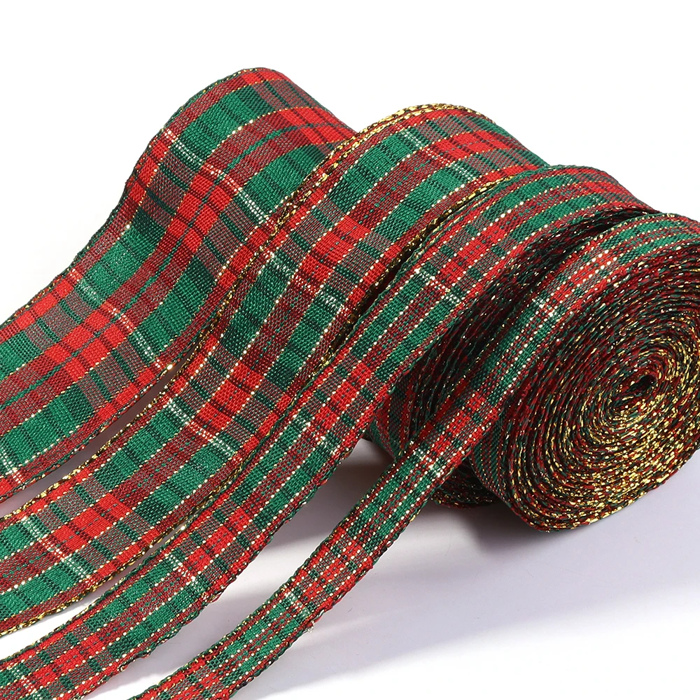 5-10 yards/lot Polyester Vintage Plaid Bänder Weihnachten Rot Grün Plaid Bänder Für DIY Party Weihnachten Geschenke Verpackung zubehör – Detail 5