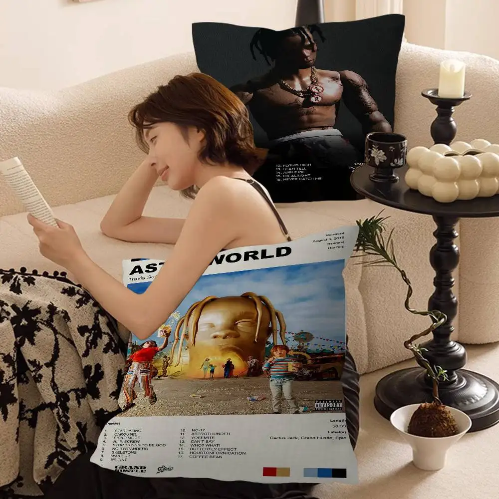 الهيب هوب المغني مغني الراب T-ترافيس سكوت وسادة هدية مكتب المنزل الديكور غرفة نوم أريكة غطاء وسادة السيارة 45x45 #2