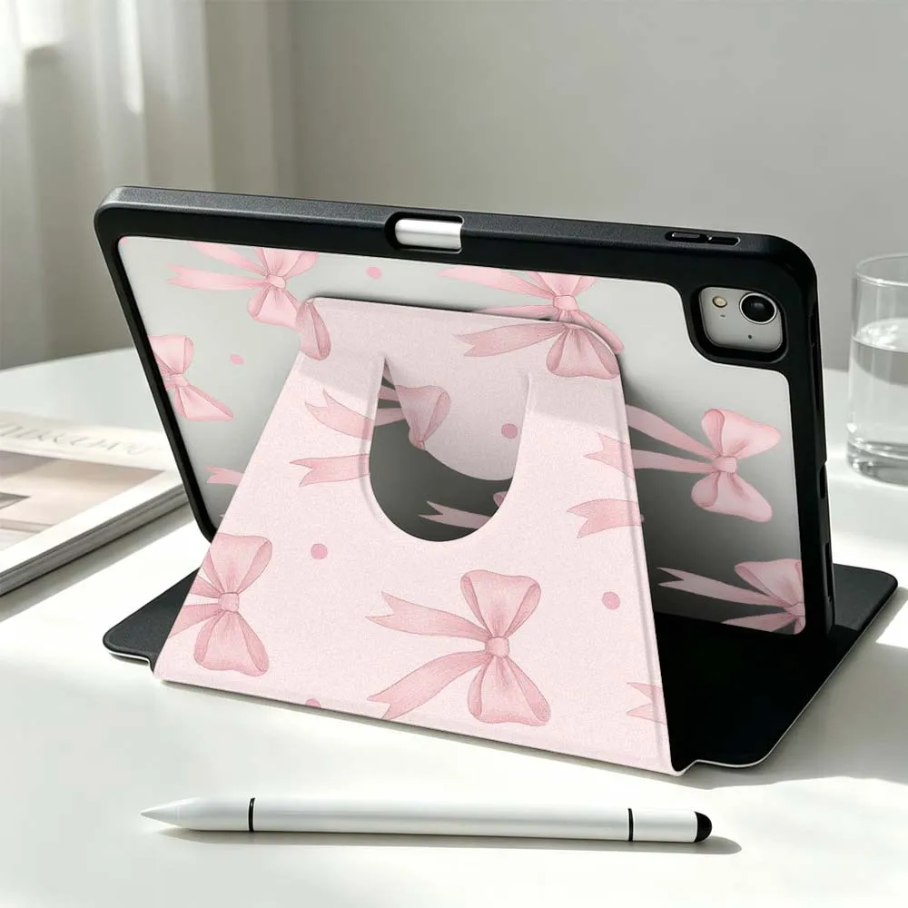 Artistic Design Bow For Xiaomi Mi Redmi Poco Pad 8 7 7S 6 6S 5 SE Pro Ultra 360° Rotation Stylus Storage Tablet Case
