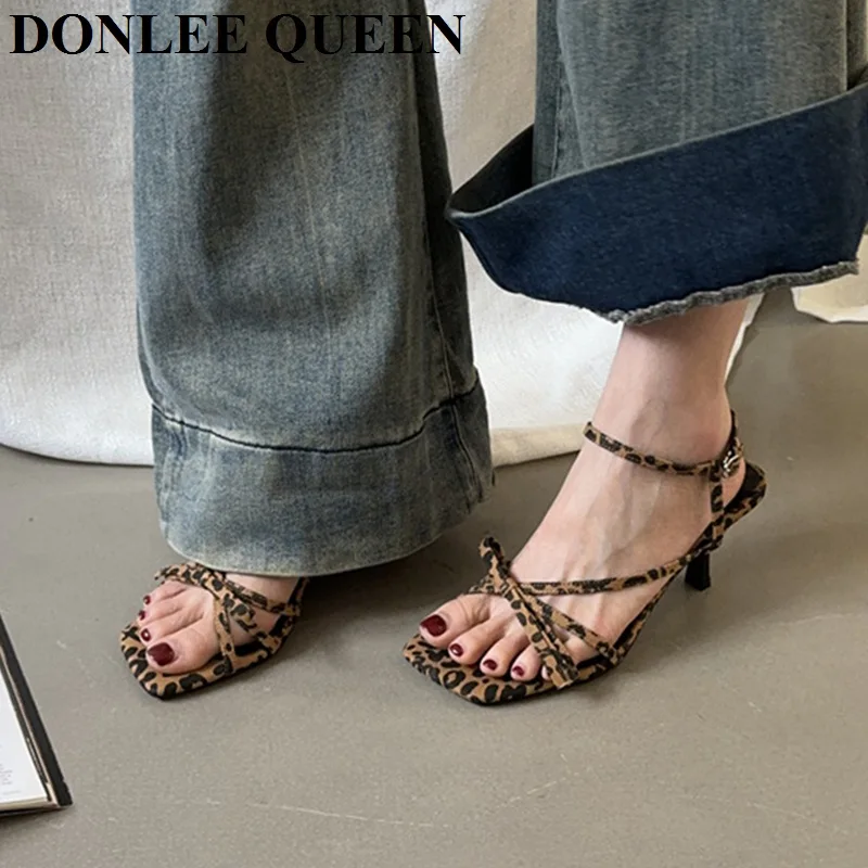 New Fashion Square Toe Sandals Women High Heels Sexy Ladies Shoes Narrow Band Bow Knot Gladiator Sandals Party Ankle Strap Shoes