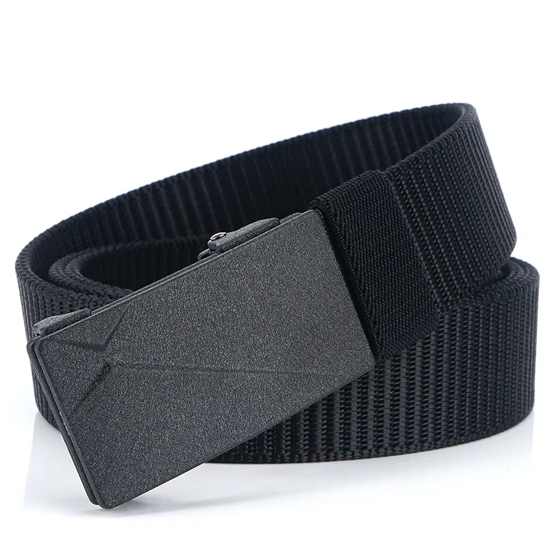 Toothless and Perforated Men's Belt Nylon Automatic Buckle Internal Waist Belt Men's Middle aged and Youth Casual Pants Belt