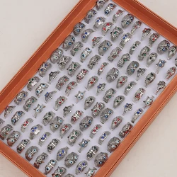 Wholesale Mix Styles 20Pieces/Lot Crystal Eyes Vintage Cute Owl Animal Rings for Man and Women Punk Hot Jewelry 2024