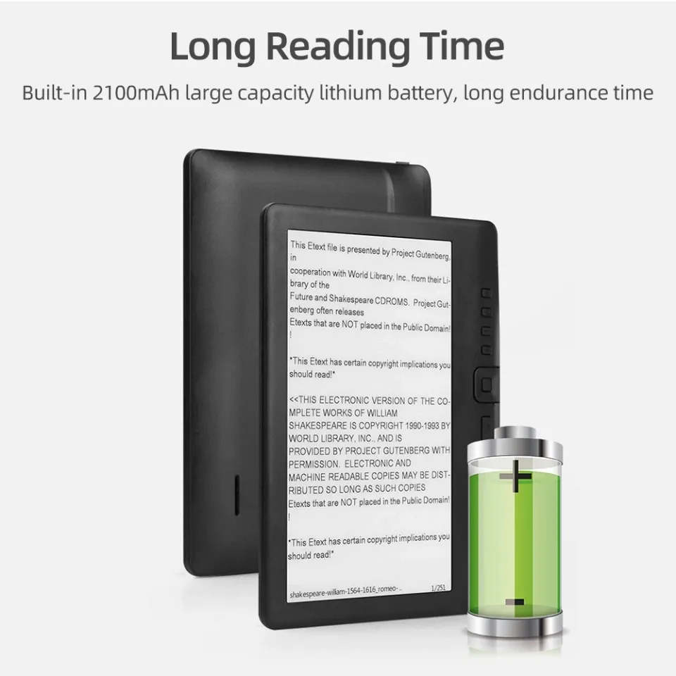 قارئ الكتب الإلكترونية المحمول بشاشة TFT مقاس 7 بوصات مع حافظة واقية ذاكرة 8 جيجابايت XP OS تنسيق النص TXT PDF PDB يدعم إدراج بطاقة TF