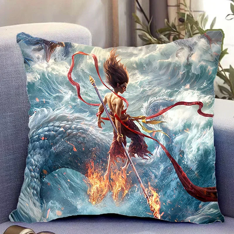 Nezha's Devil's Child Causing the Sea Double-sided Pillow Movie Aobing Peripheral with  Core, Pillow Cushion Gift