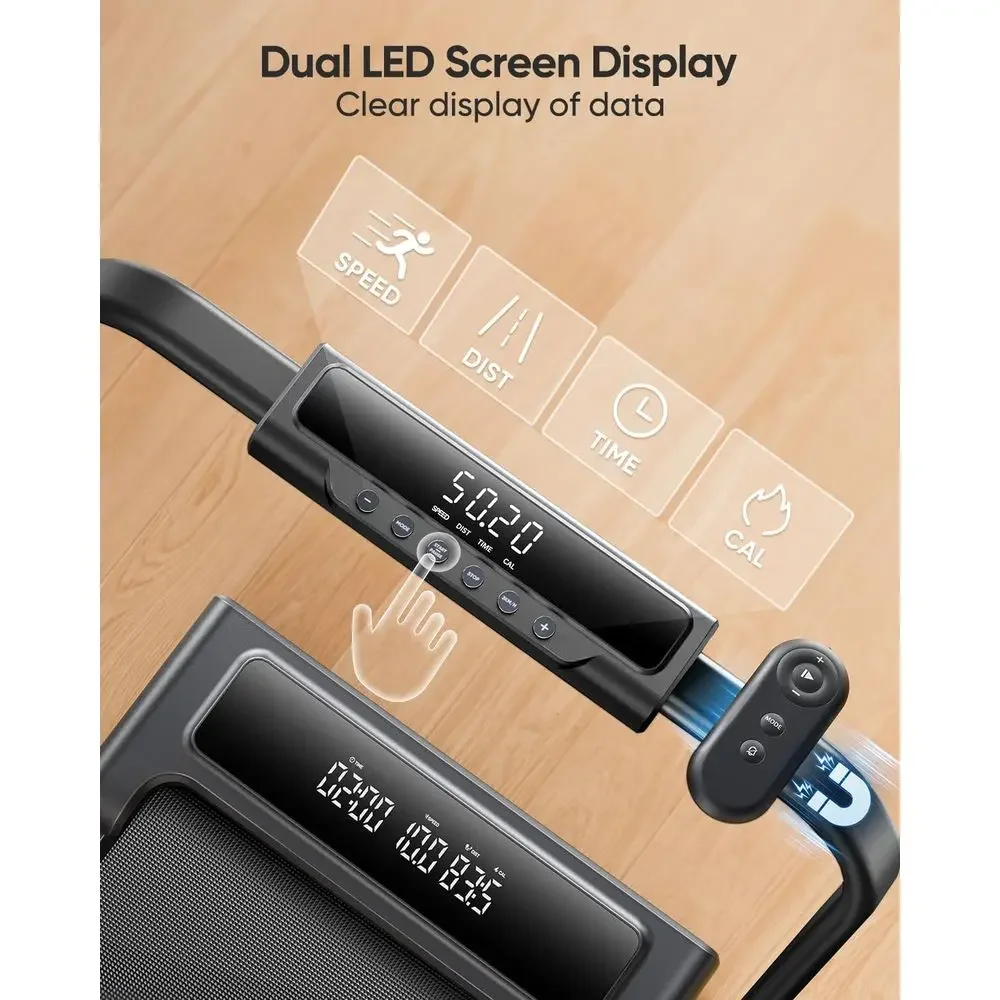 Multi-Functional Walking Pad Treadmill: Incline, Handle, Dual Display, Bluetooth Connectivity for Compact Spaces