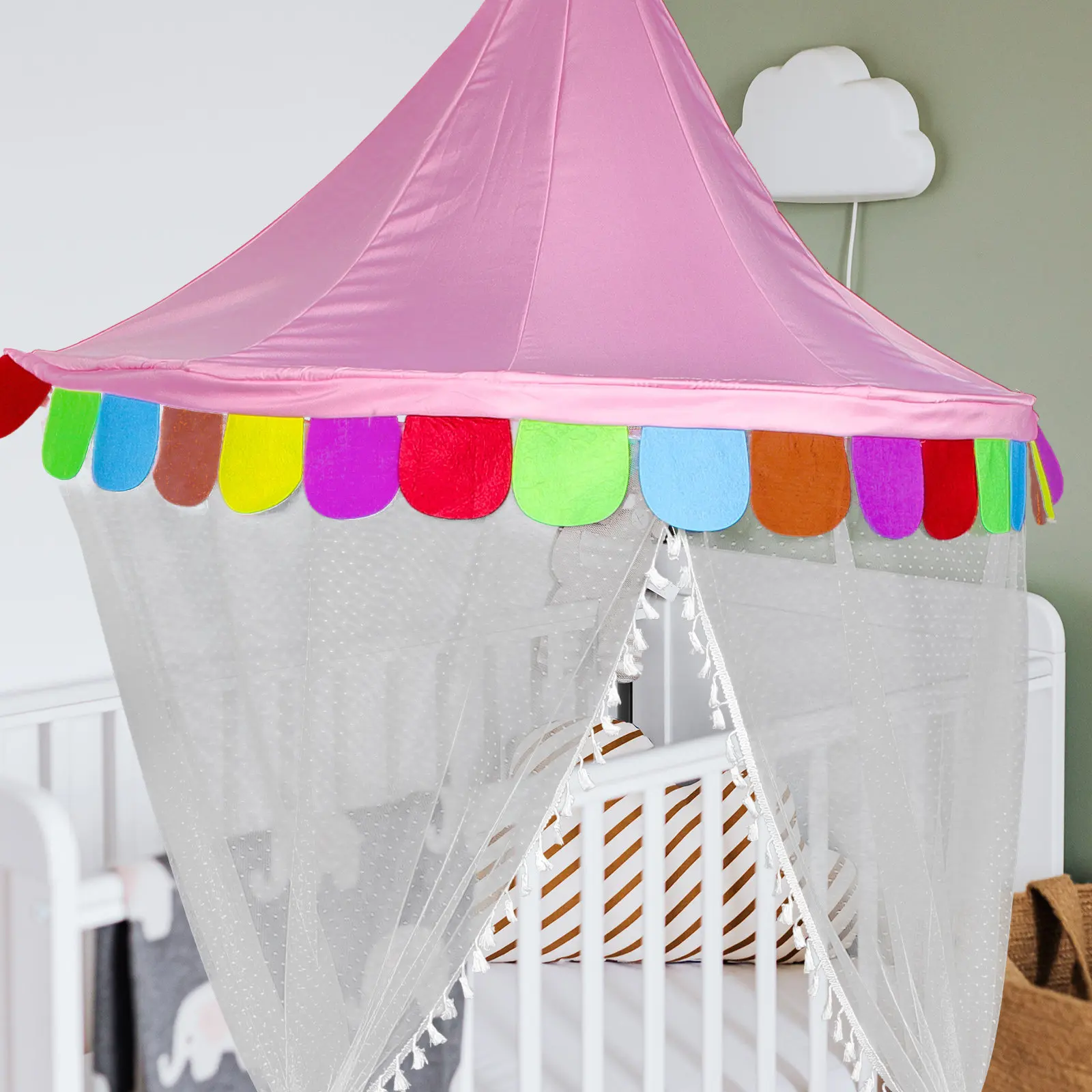 Indoor Dome Tent Bright Color Half-Moon Design Bedroom Reading Corner Tent Safe Net Tents Indoor
