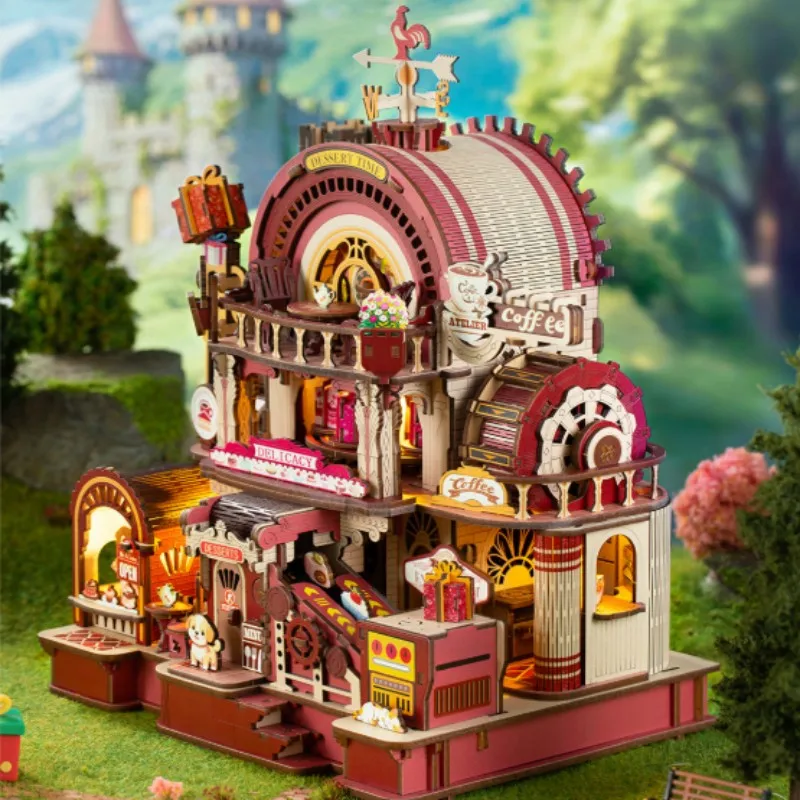 لتقوم بها بنفسك الإبداعية الحلوى أتيليه ثلاثية الأبعاد خشبية كازا منزل التماثيل مجموعات مصغرة مكتب منزلي الديكور للكبار الهدايا اليدوية #2