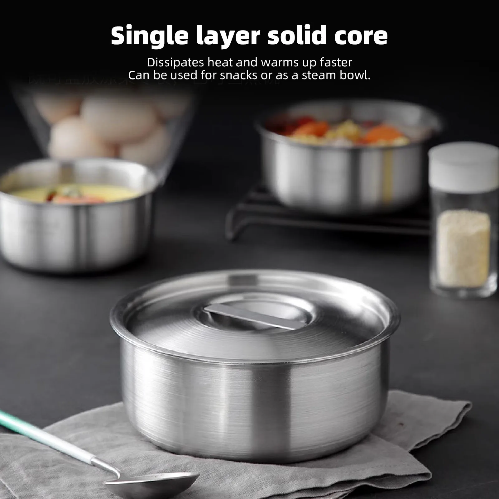 

3 шт., набор мисок для яиц из нержавеющей стали 304, термостойкий металлический смеситель с защитой от падения с крышками для домашнего приготовления и хранения еды