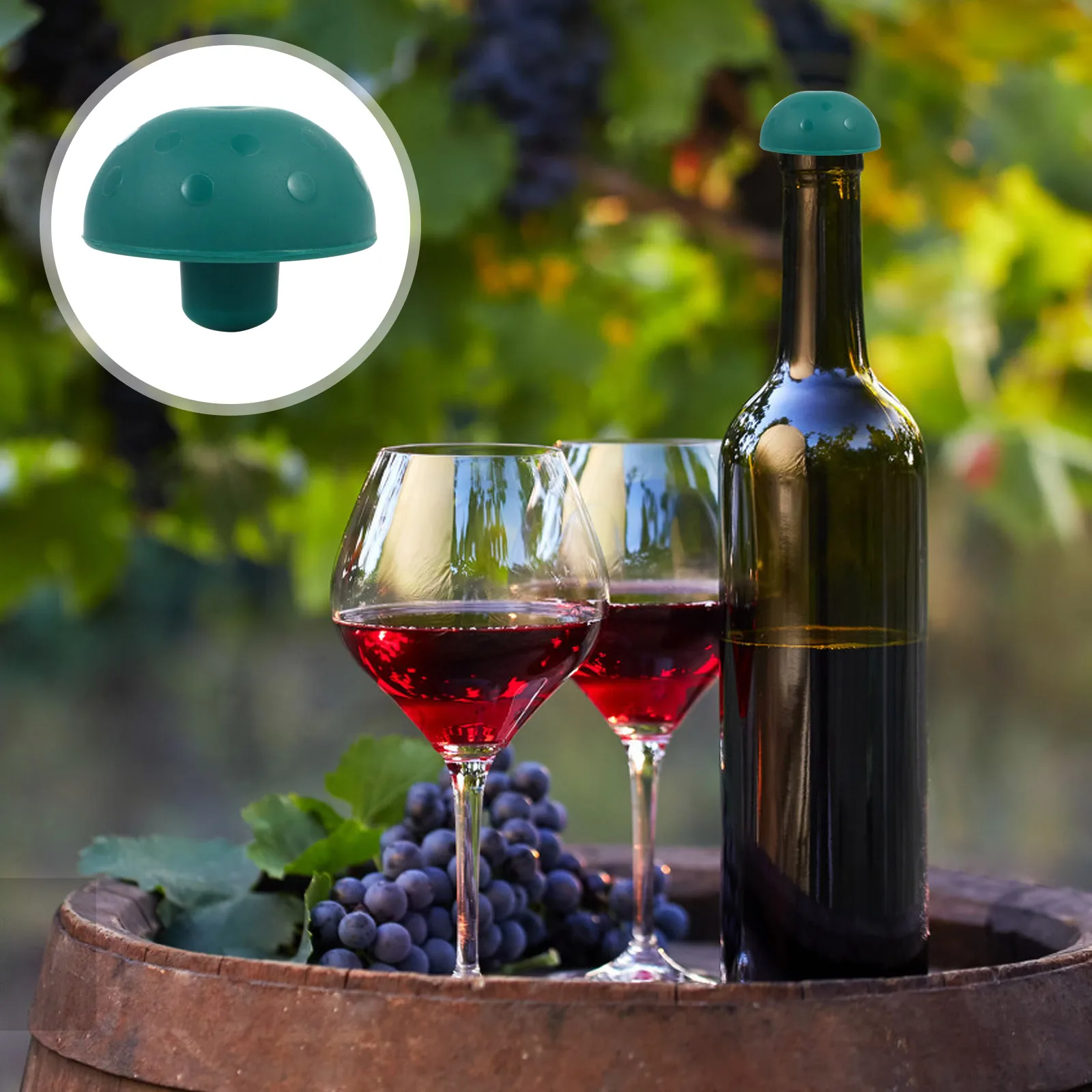 

2Pcs Wine Silicone Stoppers Bottle Plug Mushroom Shape Airtight Seal Organic Material Perfect Wine Bottle Decoration