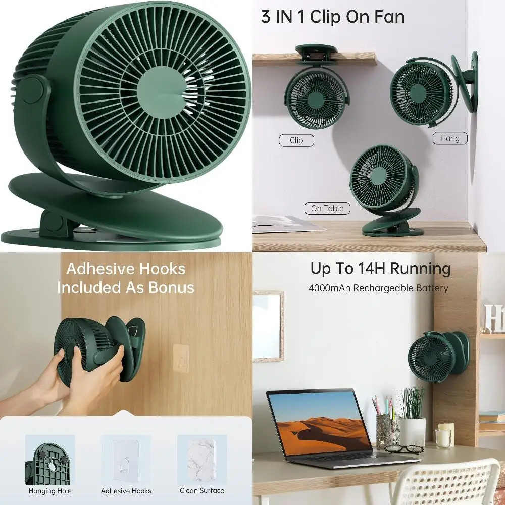 Stay Cool Anywhere with this Convenient, Powerful, and Versatile Portable Mini Fan - Ideal for Clip, Desk, or Hanging Situations