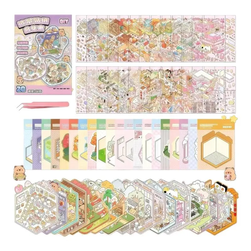 Y1UB Scrapbook Sticker Decorative Journaling Sticker Book Aesthetic Decors Sticker