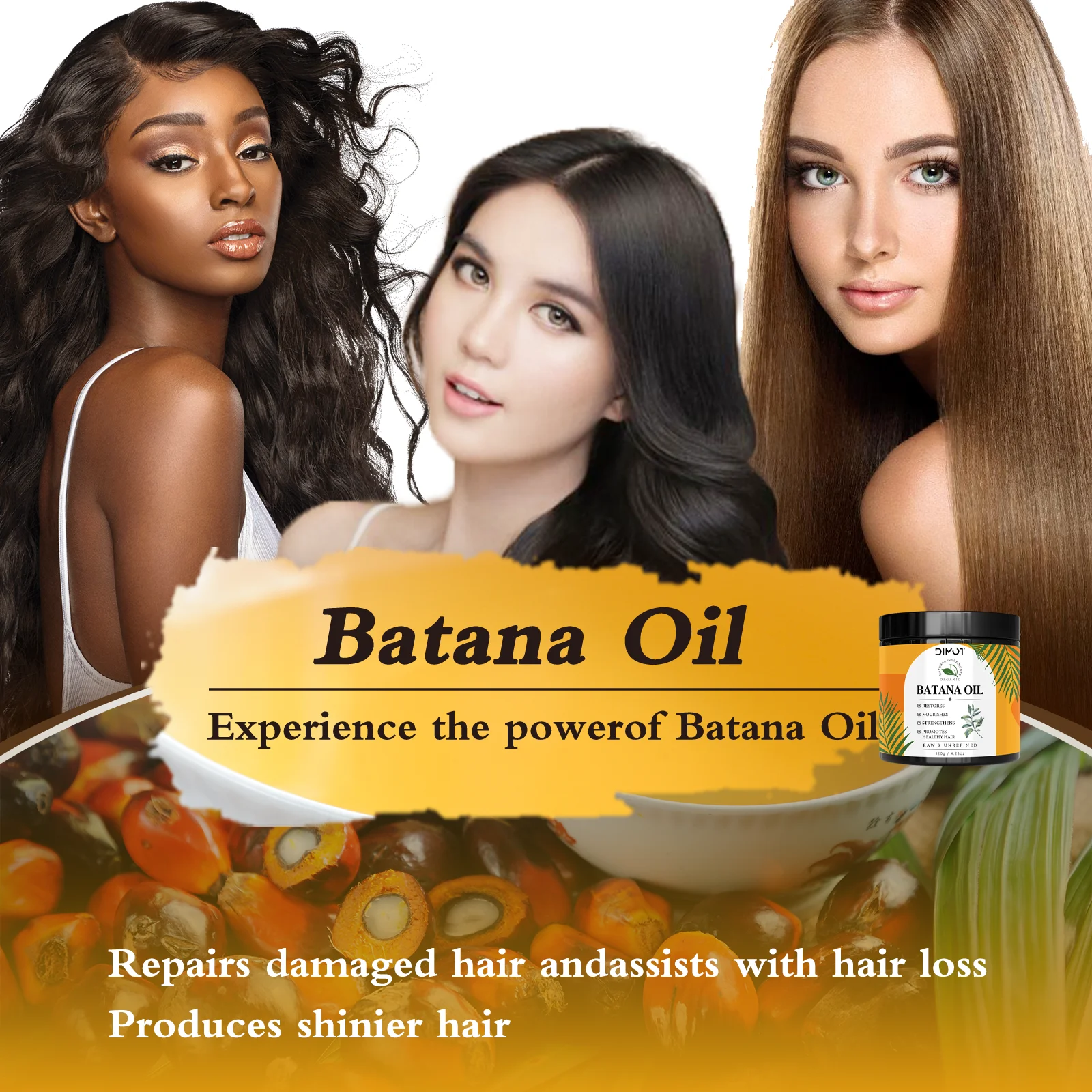 

Маска для волос Уход за волосами DIMOT Batana Маска для волос предотвращает выпадение волос, улучшает разрезные концы, уход за поврежденными волосами и питает волосы.