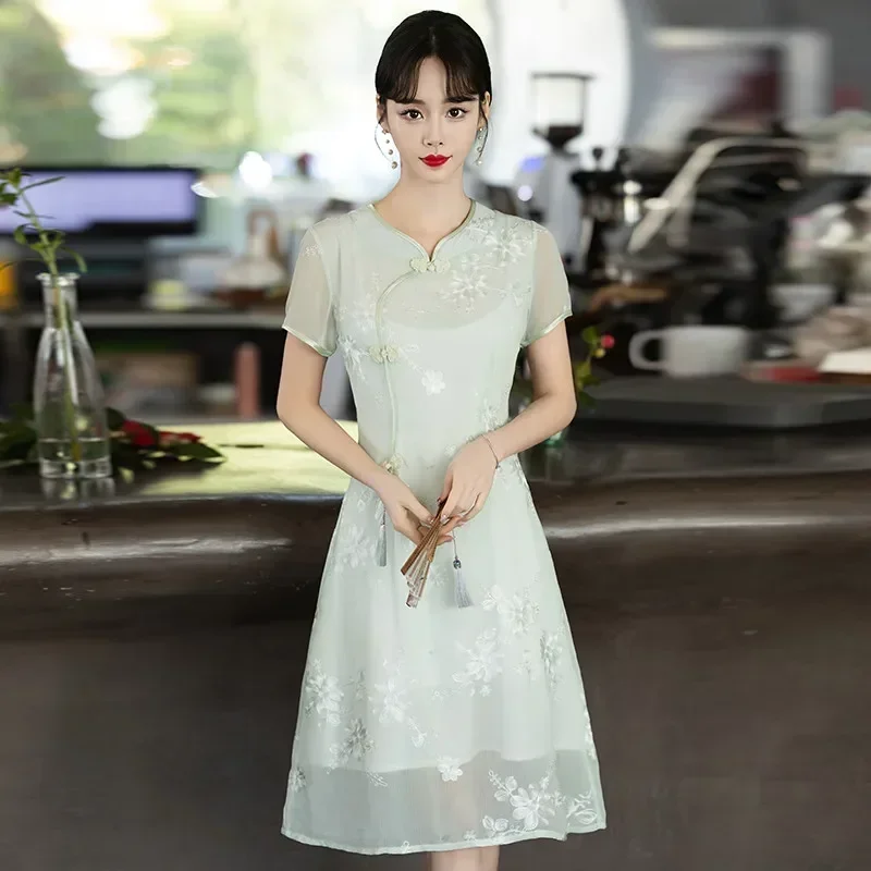 

2025 Summer New Elegant and Pretty Women's Dresses Qipao Plus Size 5XL Chinese Style Retro Cheongsam Wedding