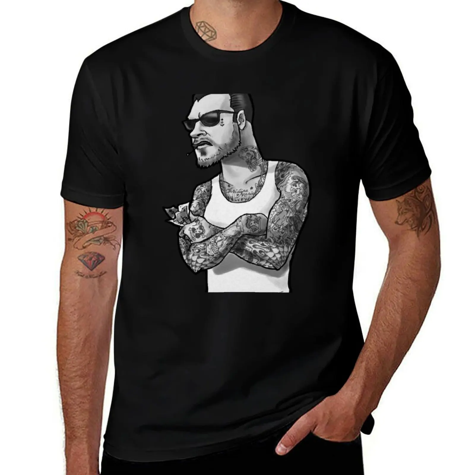 

Mike Ness cartoon T-Shirt Basic Tee Shirt for Everyday Outfit
