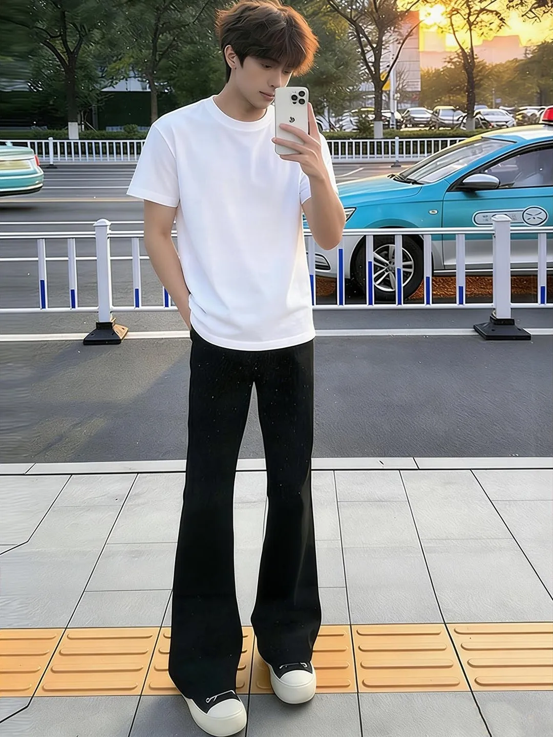 

Bla Straight Leg Knife Jeans Men's Spring Cleanfit Drapey Flared Pants American High Street Rise Trousers