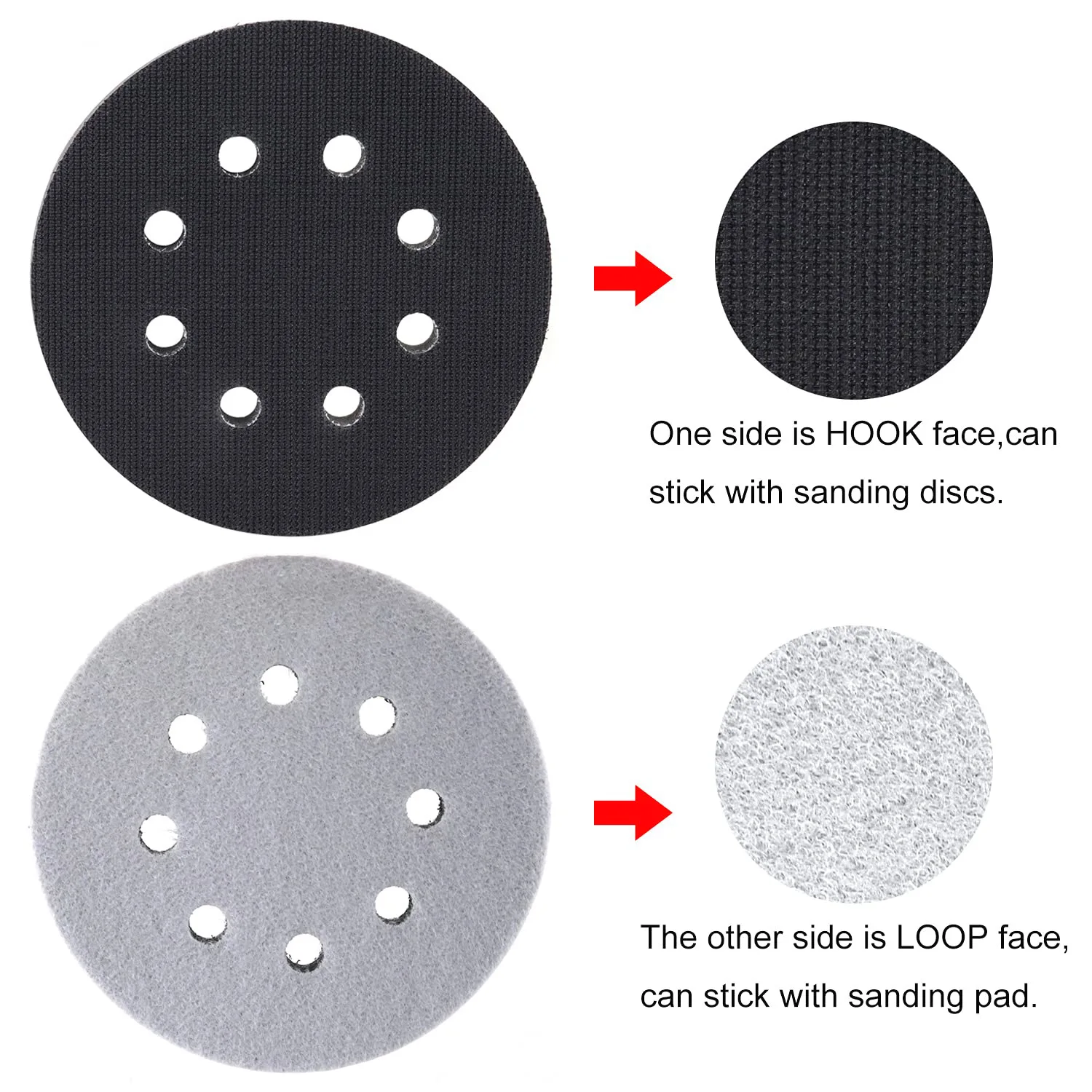 2Pcs 5 Inch 125mm 8 Holes Interface Pad Hook and Loop Soft Density Sponge Cushion Buffer Backing Pad For Sander Sanding Pad