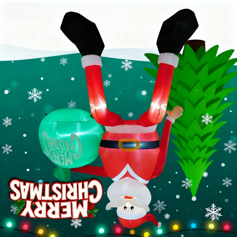 

8FT Inflatable Christmas Santa Claus and 5FT Snowman Built-in LED for Outdoor Beam Roof Tree Party Yard Home Xmas Decoration