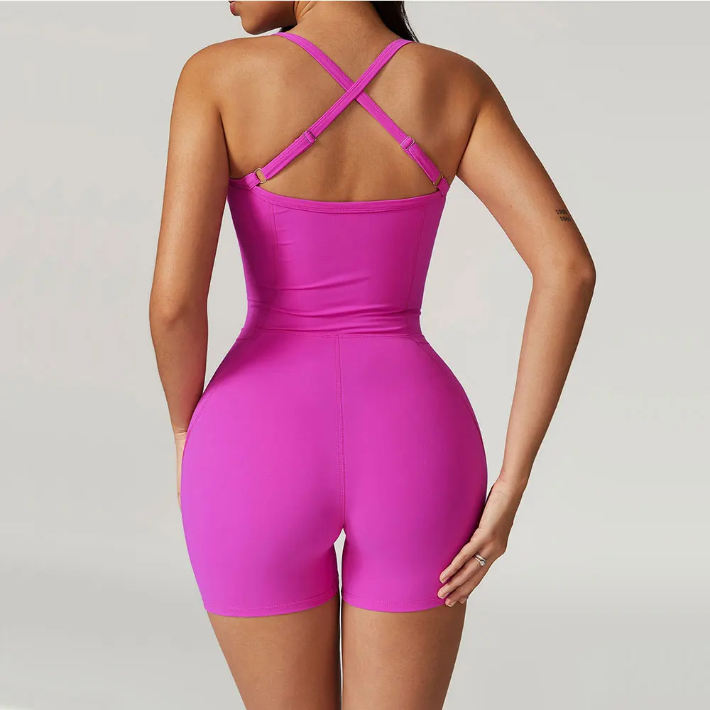 Women Cross Strap Romper Backless Set Fitness Bodysuit Siamese Sportswear Gym Clothes Jumpsuit One-piece Playsuit New Yoga Suit