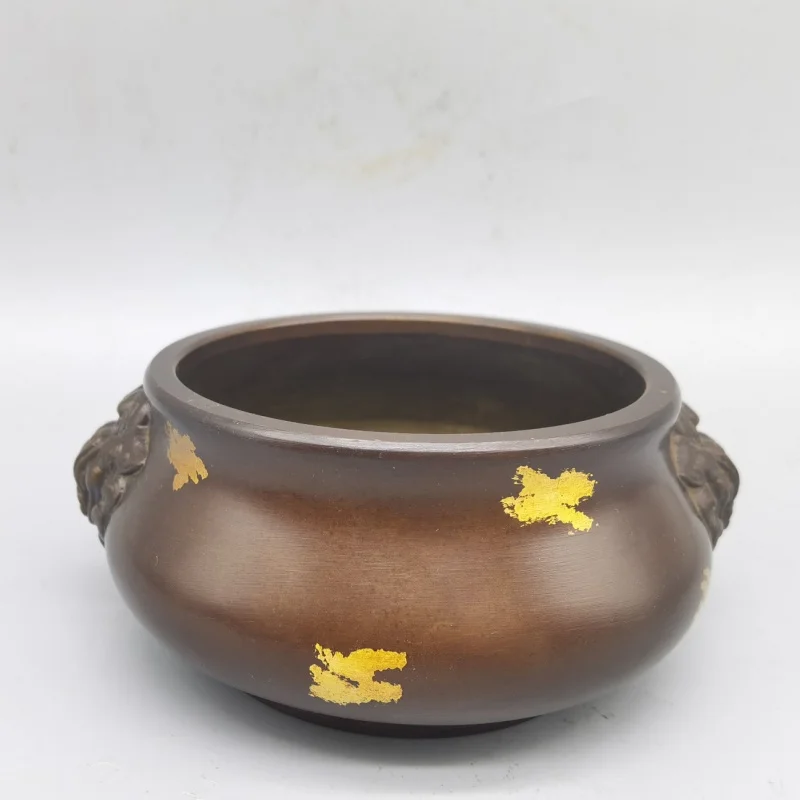 with gold accents large animal ear , home living room decoration, brass incense burner, made of copper