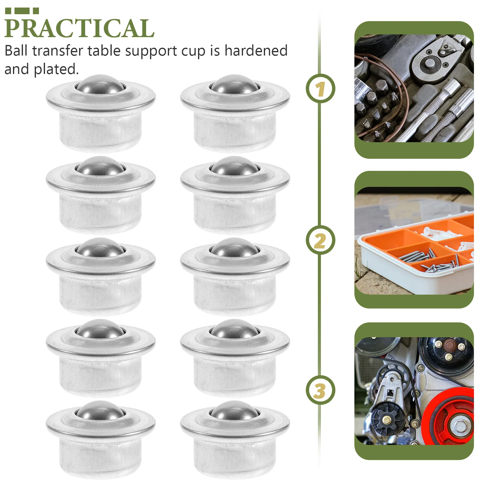 

10pcs Metal Castor Wheels Ball Transfer Bearings Mounted Caster Hardened Plate Rotating All Directions