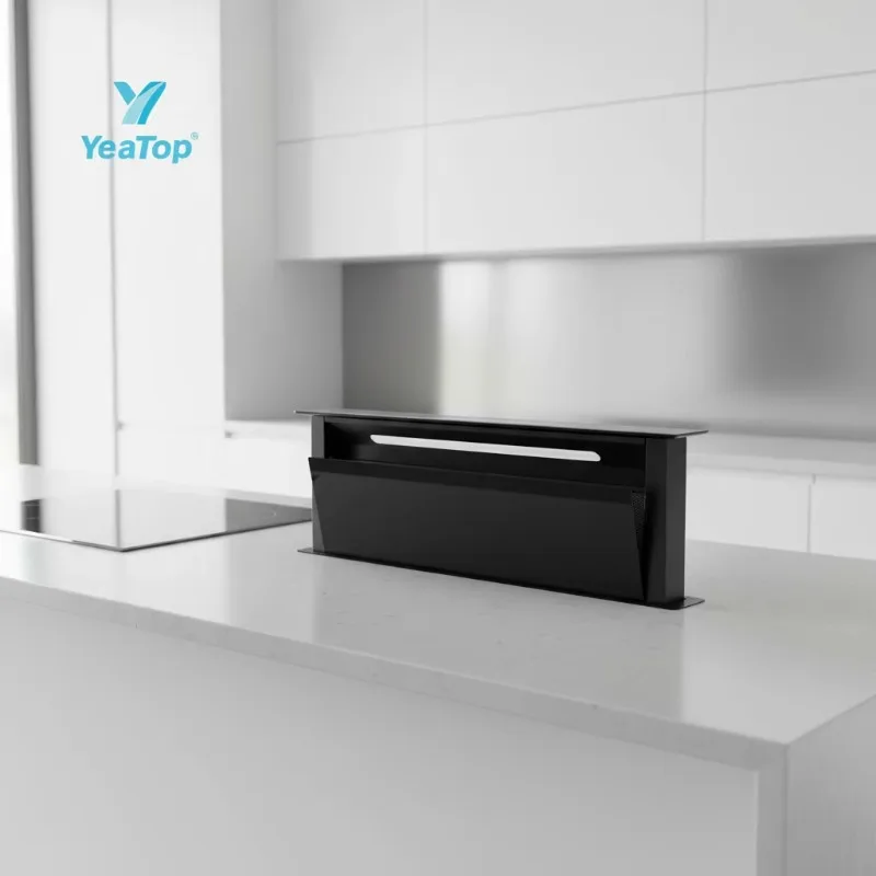 Black Available Cooker Hood Downdraft Kitchen Range Hood With Touch Control