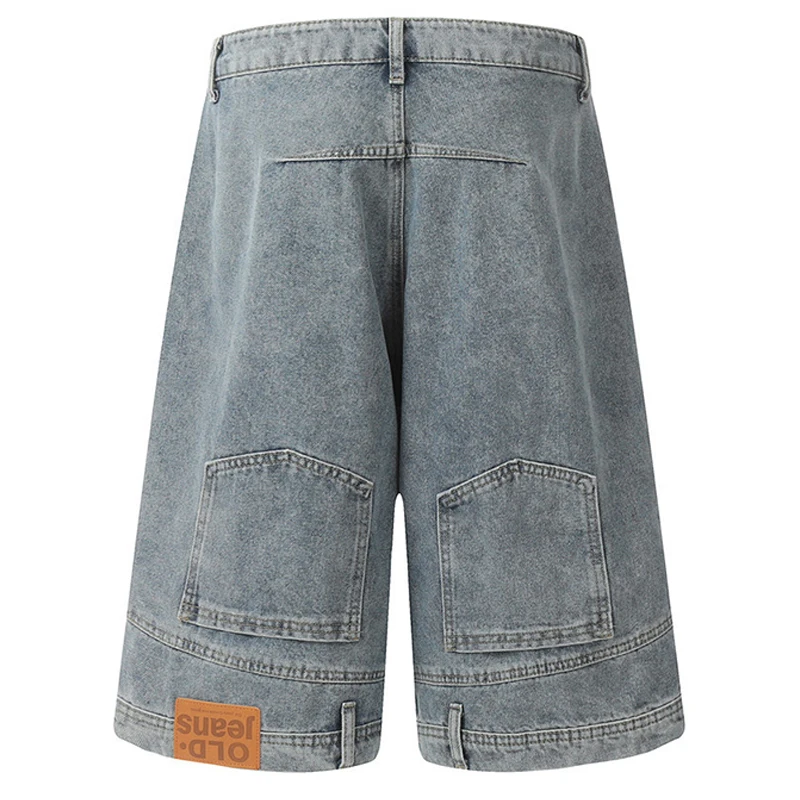 

Y2K Washed Denim Shorts Vintage Blue Wide Leg Jeans Shorts For Men Summer Loose Casual Ripped Shorts Blue ﻿Sweatpants Pants