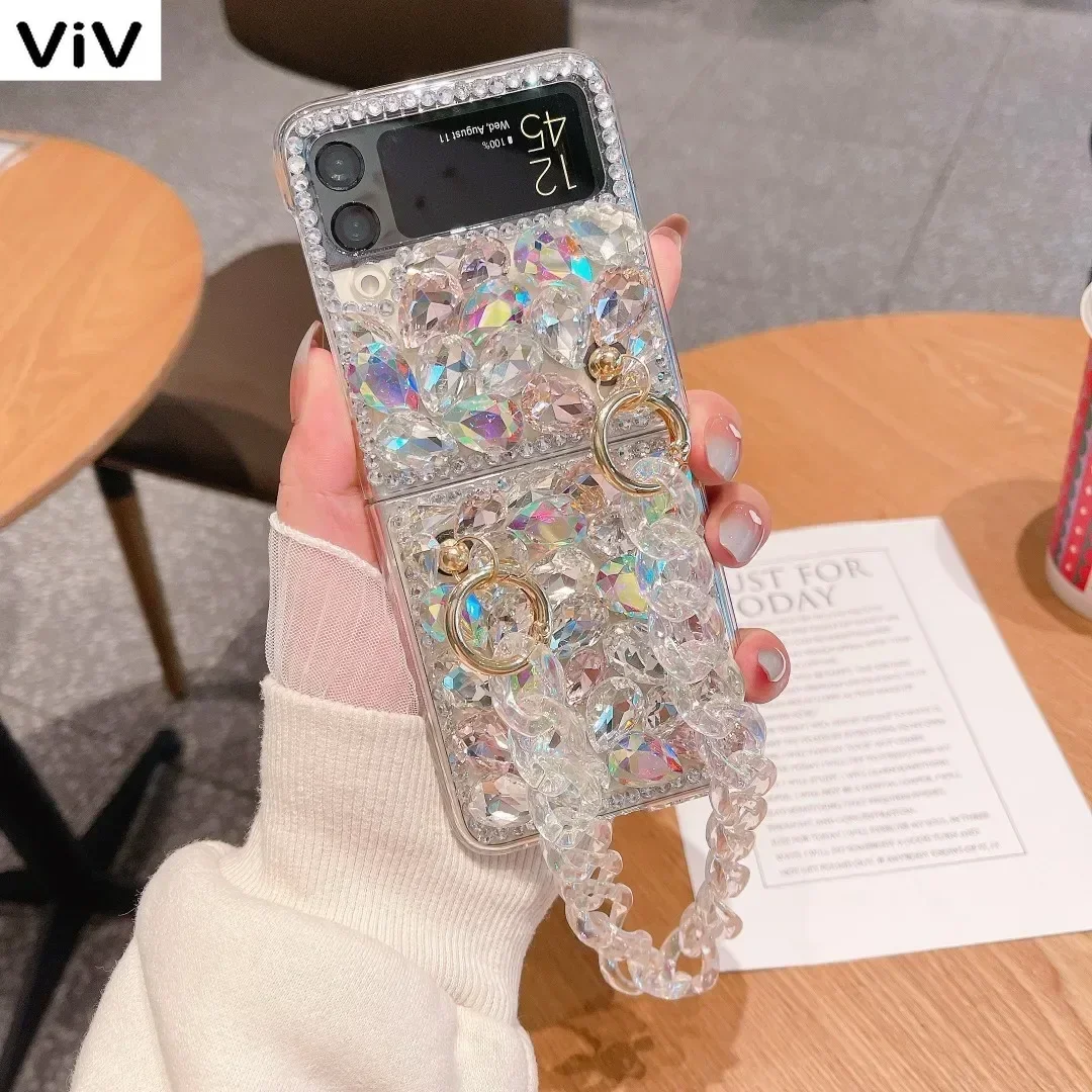 Fashion Wrist Strap Phone Case For Motorola Razr 40 Ultra 40ultra 50U 50Ultra Telefon Coque Rhinestone Shockproof Phone Fundas