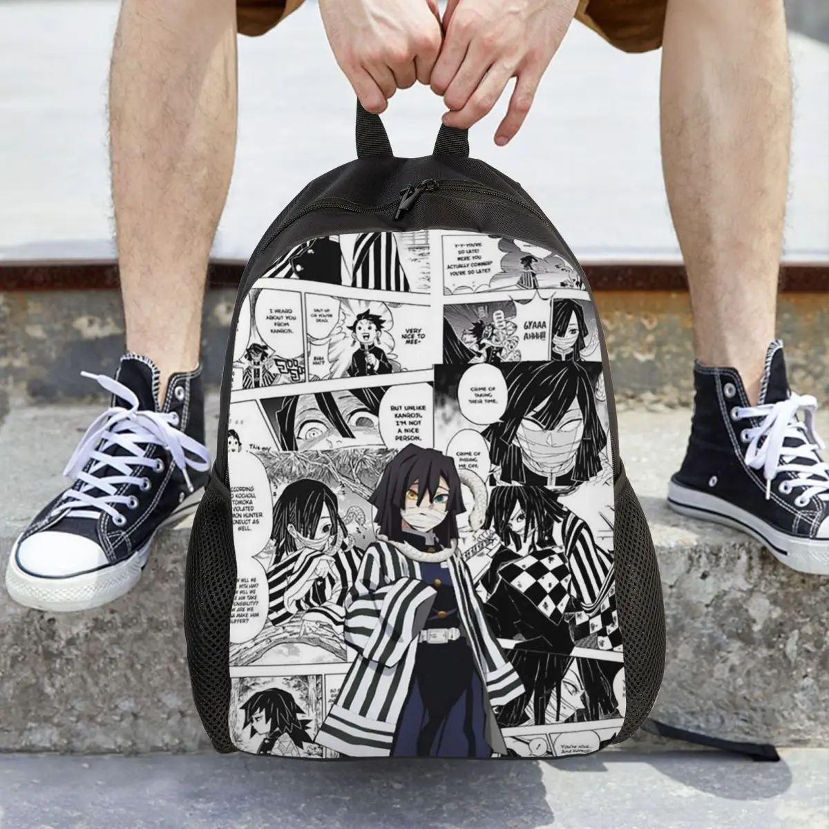 Demon Slayer Iguro Obanai Backpack Hot Sale Daypack Large Capacity Children BookBag School Bag Shoulder Bags for Men Women