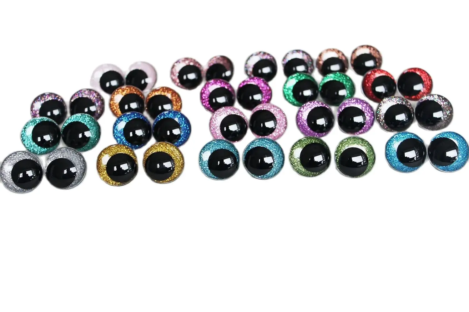 

20PCS 12mm to 28mm comical Round glitter toy eyes funnny doll eyes With handpress washer FOR PLUSH CRAFT -N19