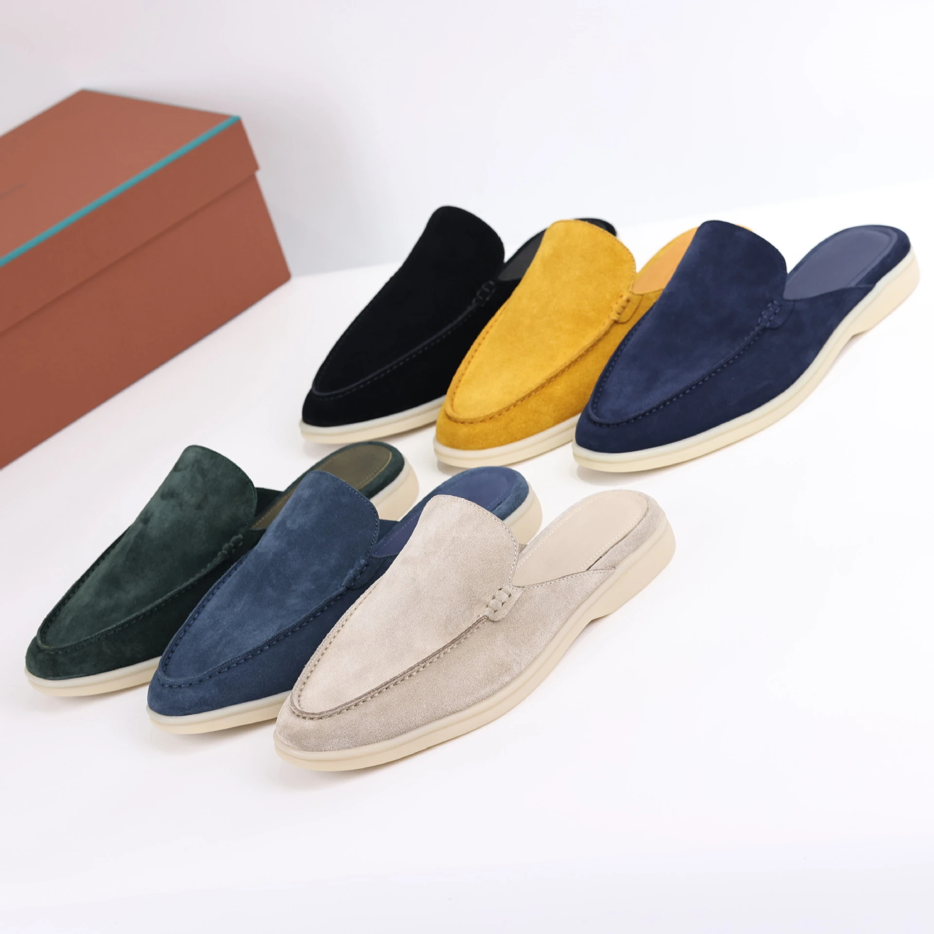 

Men's Baotou Semi-Slippers British Retro Fashion Simple Convenient Leather High-end Casual Slippers Men's Shoes