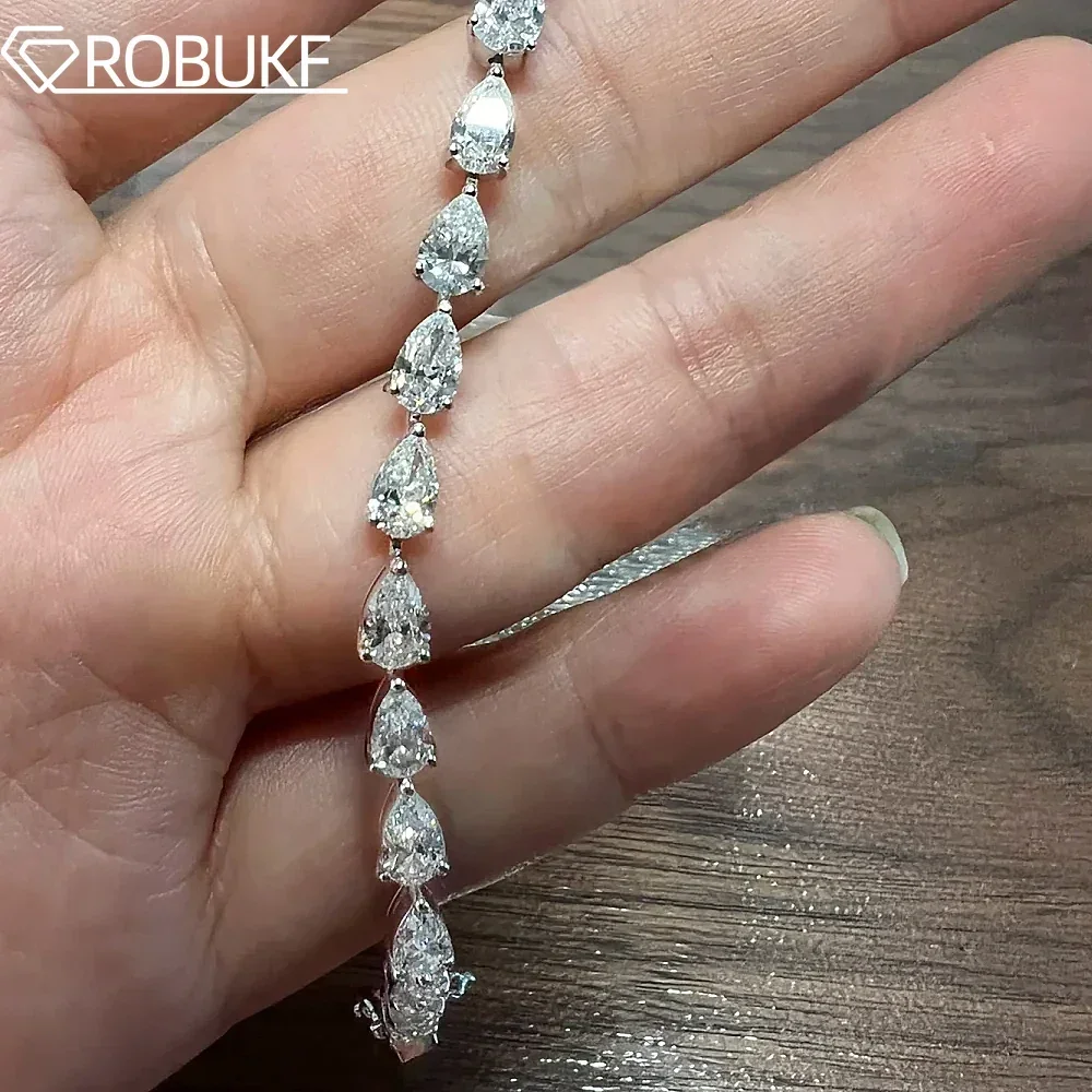 

3*5mm Pear Cut All Moissanite Diamond Tennis Bracelet For Women S925 Silver Plated White Gold Waterdrop Shape Jewelry with GRA