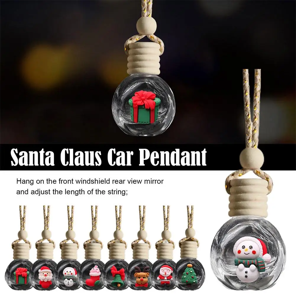 

New 10ML Santa Claus Car Perfume Pendant Aromatherapy Empty Glass bottle Christmas travel refill Bottle perfume Gift Orname I2W7