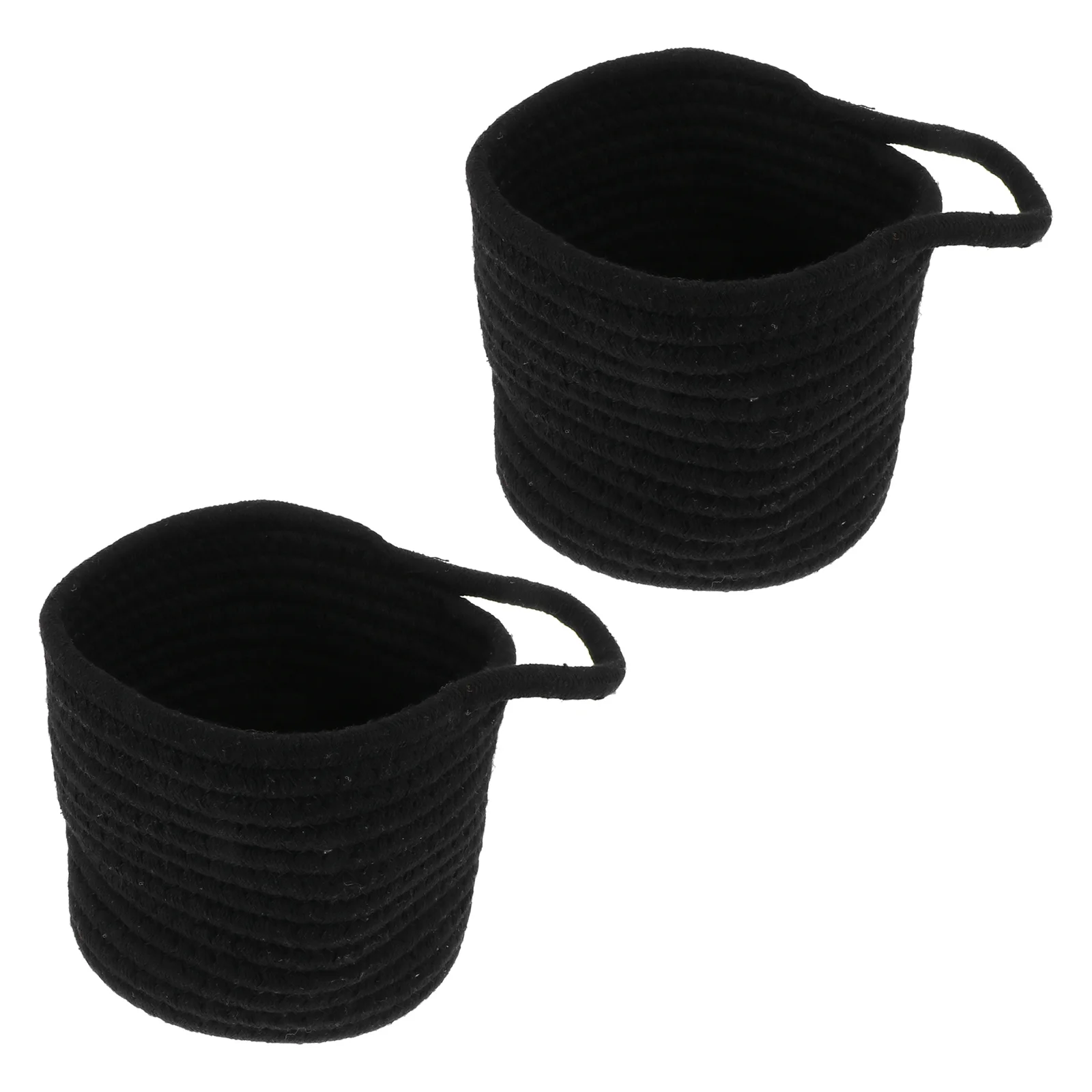 2 Pcs Cotton Rope Woven Basket Hand Finishing Storage Bins Desktop Food Holder Round Laundry Baskets