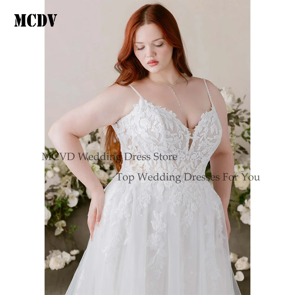 MCDV Boho Elegante Brautkleider für Frauen 2026 Plus Size Maßgeschneiderte Brautkleider Applikationen Rückenfrei V-Ausschnitt Vestidos De Novia