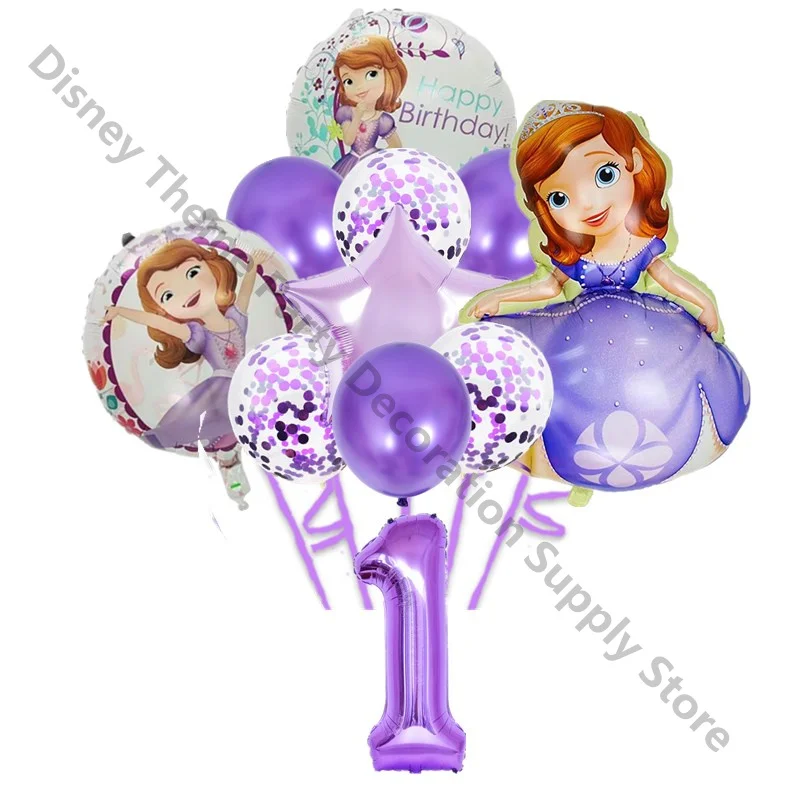 11pcs Disney Princess Sofia Foil Balloon Set Girl Birthday Party Decoration Kids Baby Shower Cartoon Helium Globo Decor Supplies