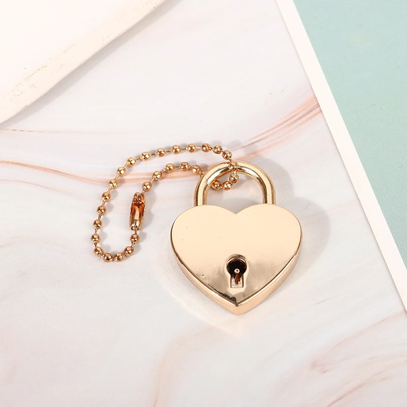 1Set Antique Style Mini Heart Shape Padlock Vintage Lock Gold Lovely Diary Padlocks Key Lock With Key Wedding Jewelry Hardware