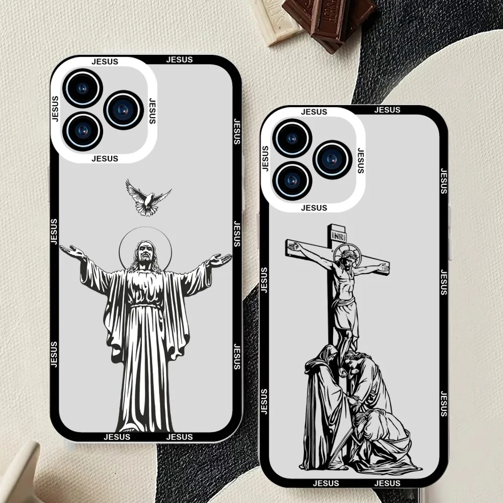 Jesus Praying hand crucifix Phone Case For Samsung Galaxy S23 S22 S21 S20 S10 Plus lite Ultra Transparent Shell