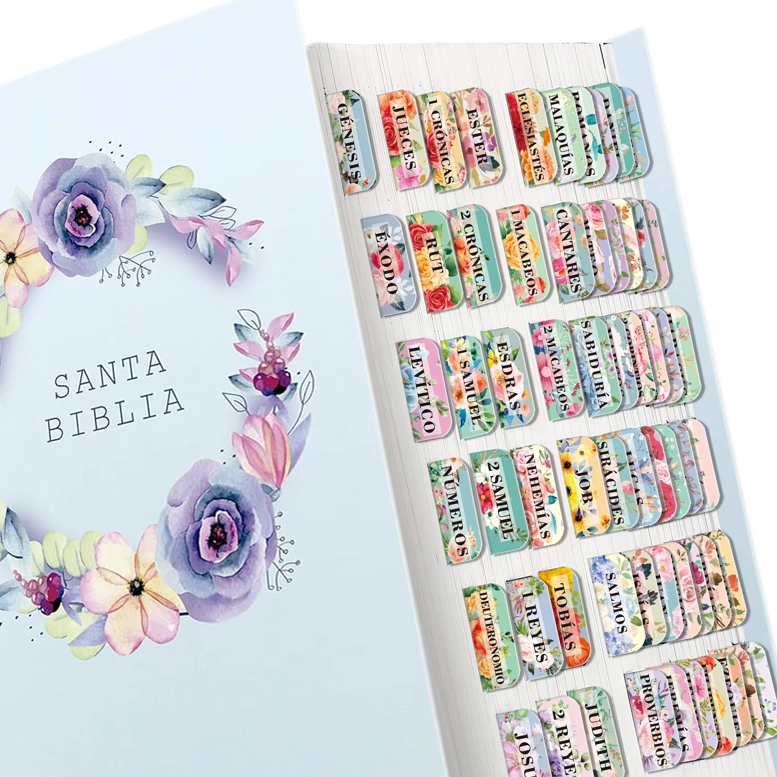 Spanish Bible Tabs, Spanish Bible Labels, 75pcs Old and New Testament Bible Labels,Spanish Morandi Bible Labels, Bible Book Tabs
