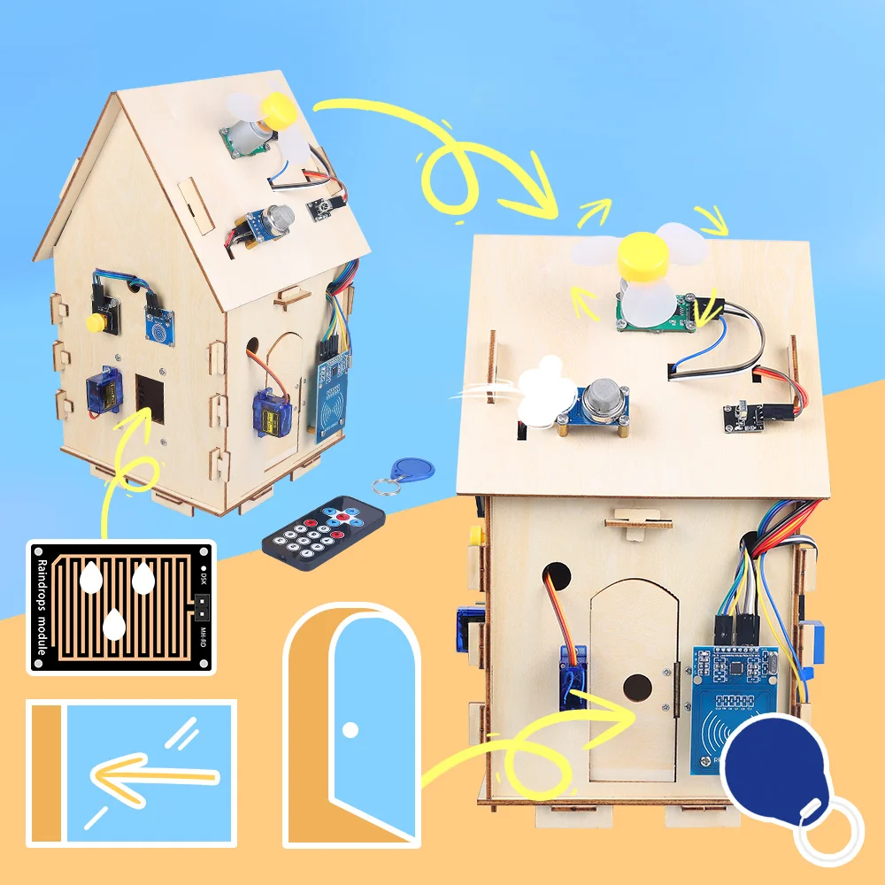 Smart Home Sensor Kit DIY Wooden House for Arduino Open Source C/C++ Code STEM Starter Kit Education