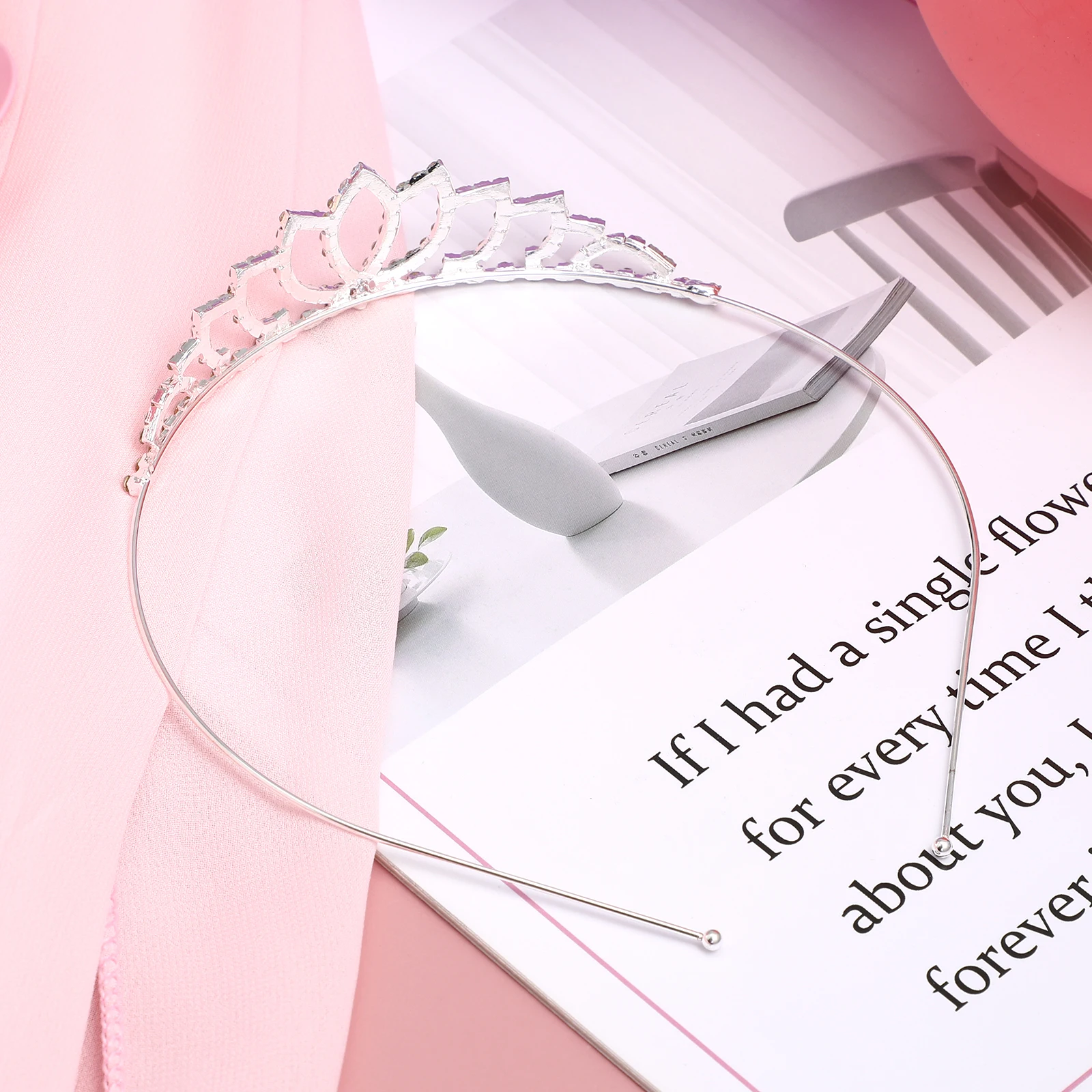 

Cartoon Headband Iridescent Rhinestone Small Tiaras Women Hairband 38cm Circumference Silver Alloy Prom Wedding Party
